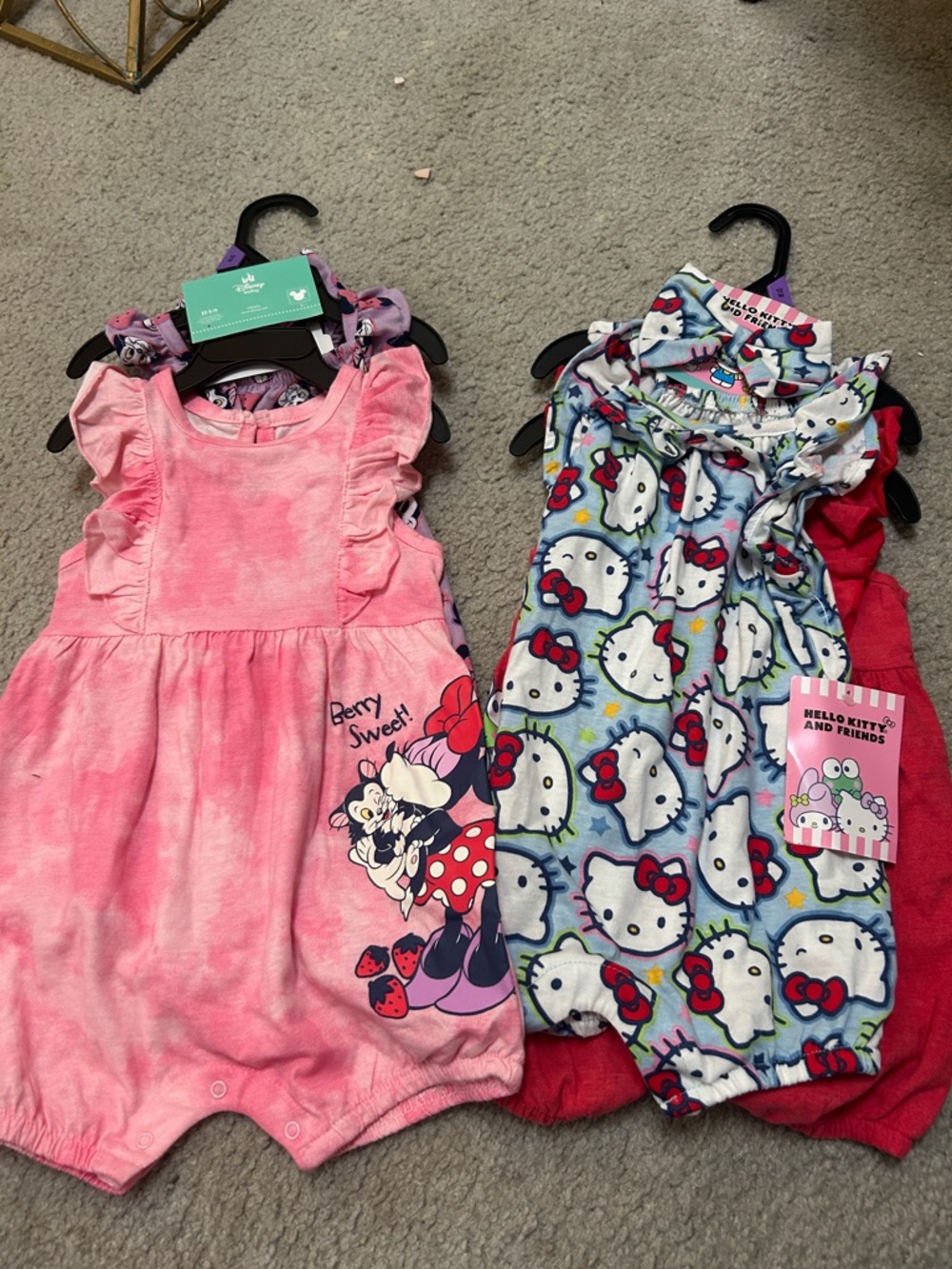 Hello Kitty & Minnie Character Romper Set - Pink, Purple, Red